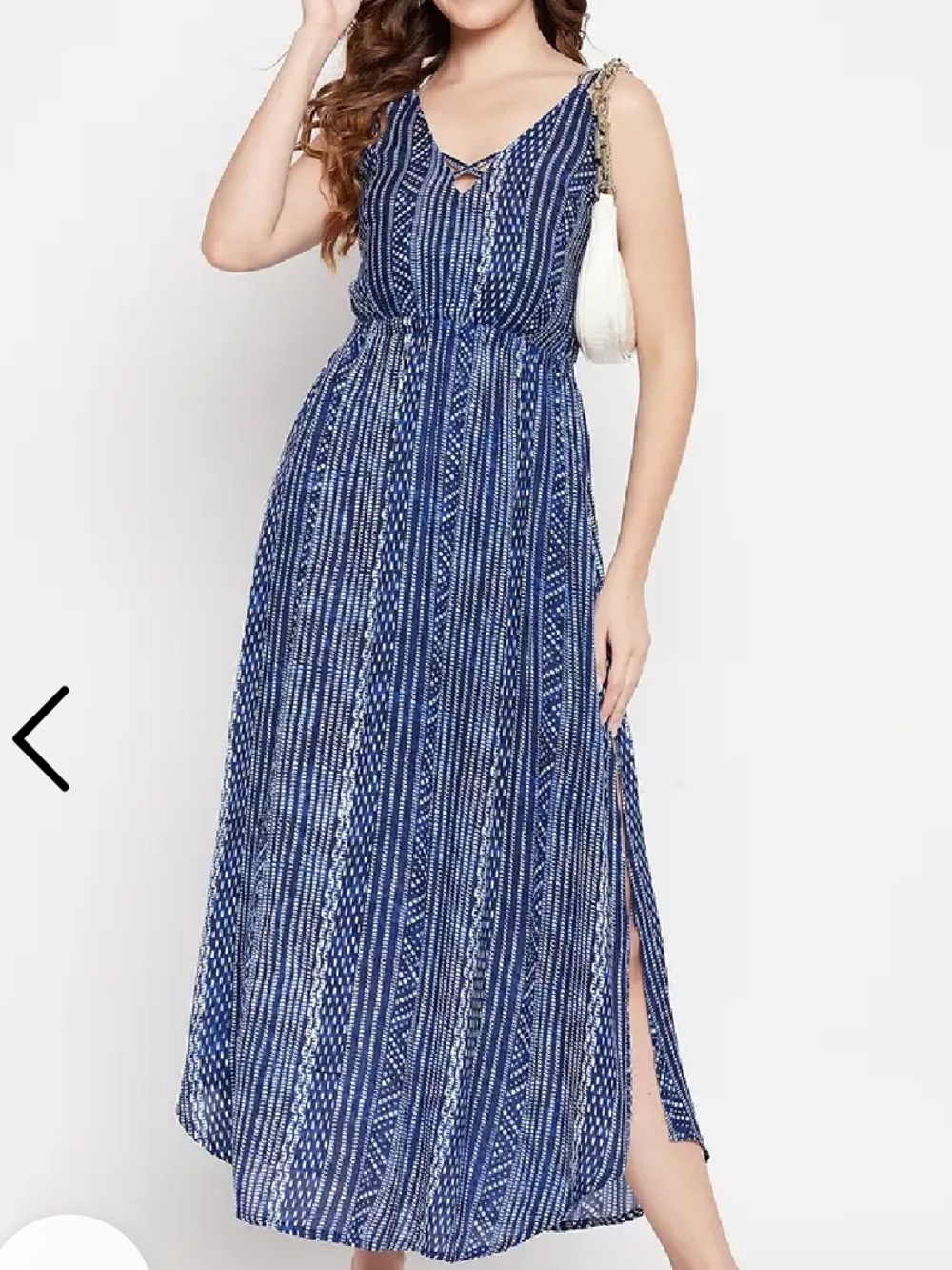 Rip Curl Blue and White Patterned Maxi Dress XL 100% Viscose